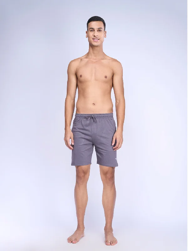 Men's Super Combed Cotton Smart Fit One Side Zipper Shorts Grey-ES5