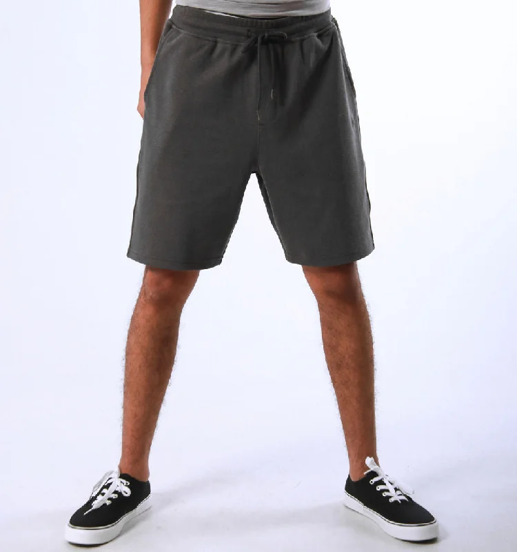 RIB BAND KNIT SHORTS – GUN METAL