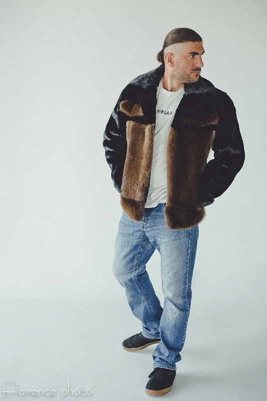 Mens Otter Fur Jacket with Pockets