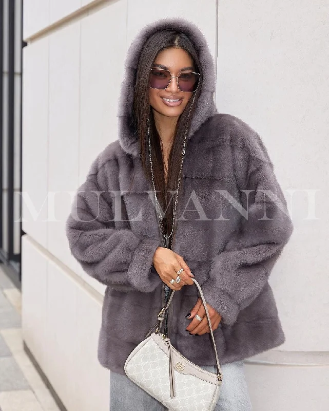 MARGARET Hooded Mink Fur Jacket