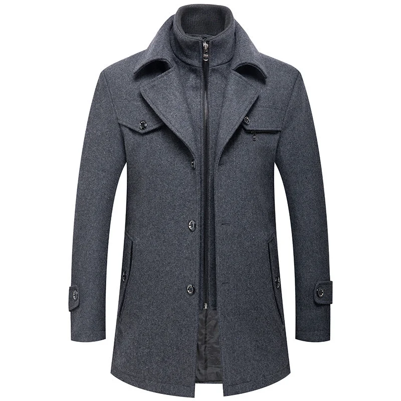 Men's British Double Layered Wool Blend Coat