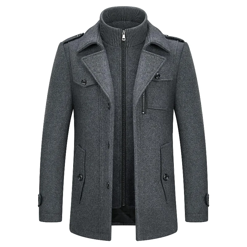 Men's Thick Business Casual Double-Layer Wool Coat