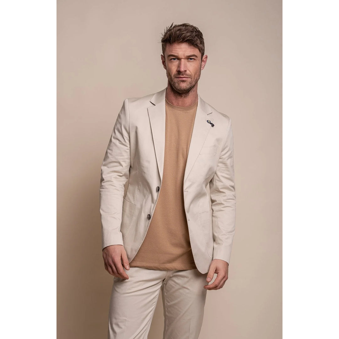 Mario - Men's Summer Beige Slim Fit Blazer