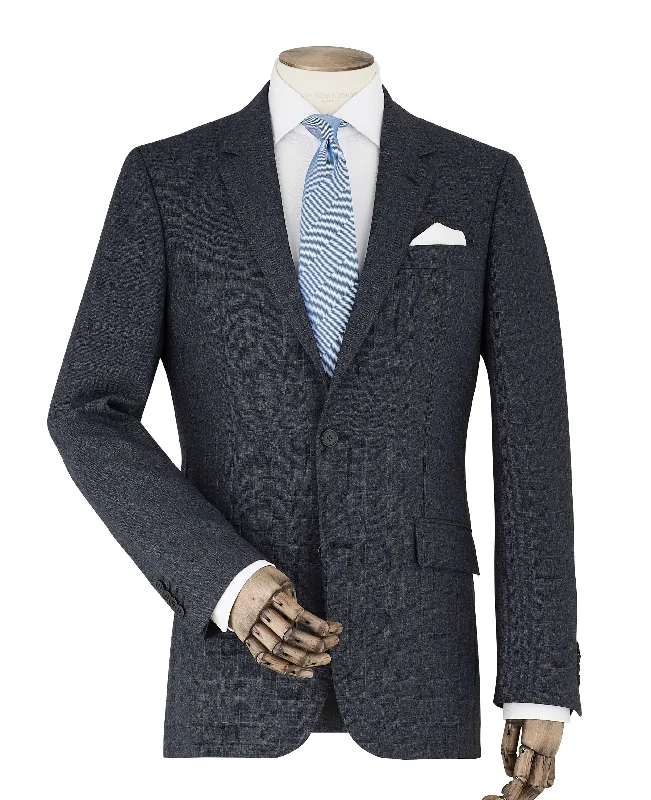 Grey Check Wool-Blend Tailored Suit Jacket