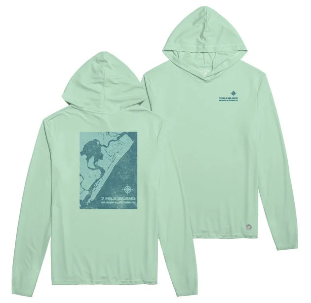 Men's Back Bays Map UPF 50 Sundial Hoodie - Pale Mint