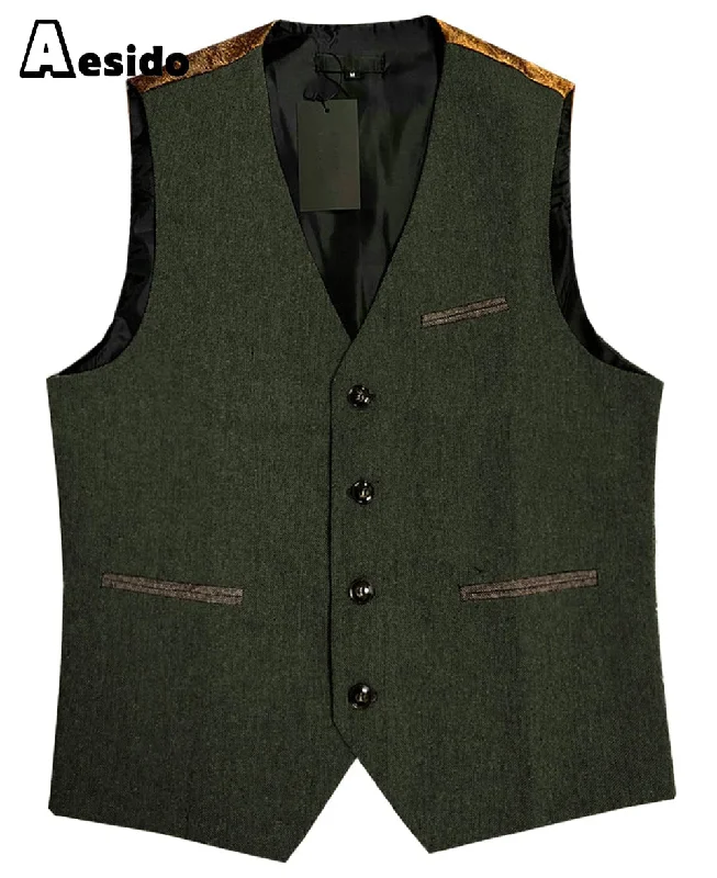 Men's Vest Single Breasted V Neck Waistcoat