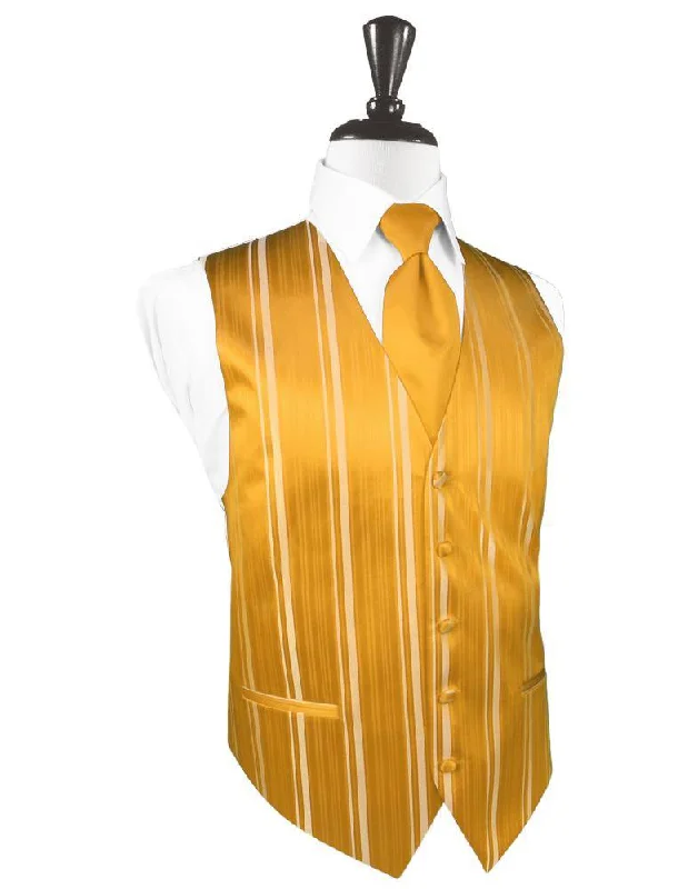 Tangerine Striped Satin Tuxedo Vest